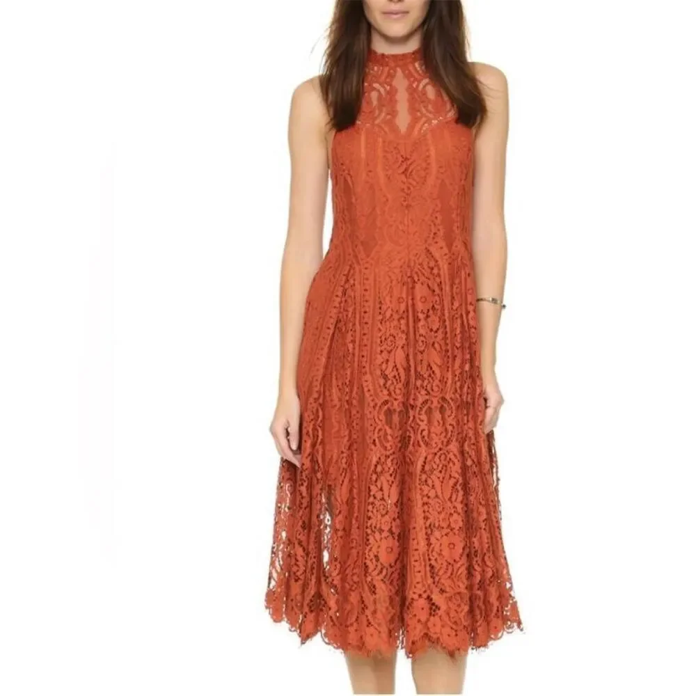 Free People Angel Rays Copper Lace Dress